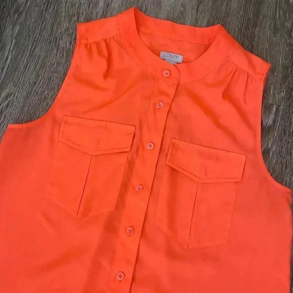 Womens J. Crew Neon Orange Blouse - 2